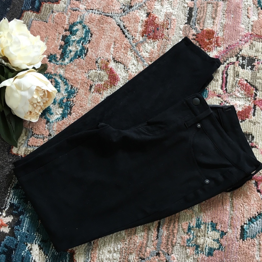 Faux black suede skinny pants